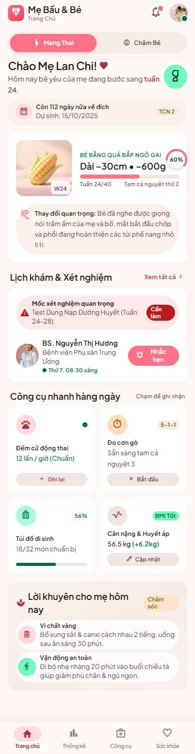 Ảnh chụp thực tế ứng dụng OmniBaby